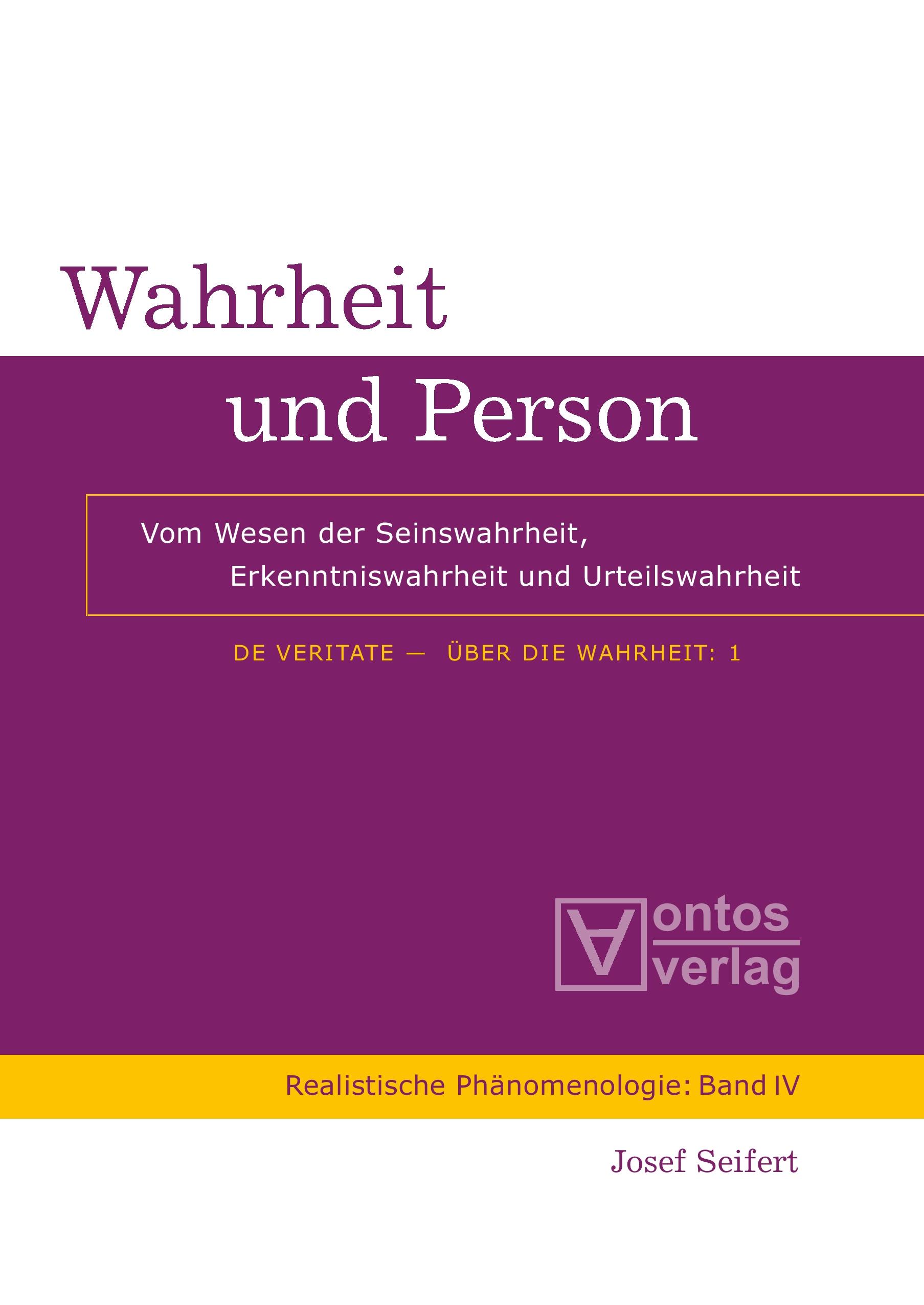 Vorderes Coverbild Wahrheit und Person