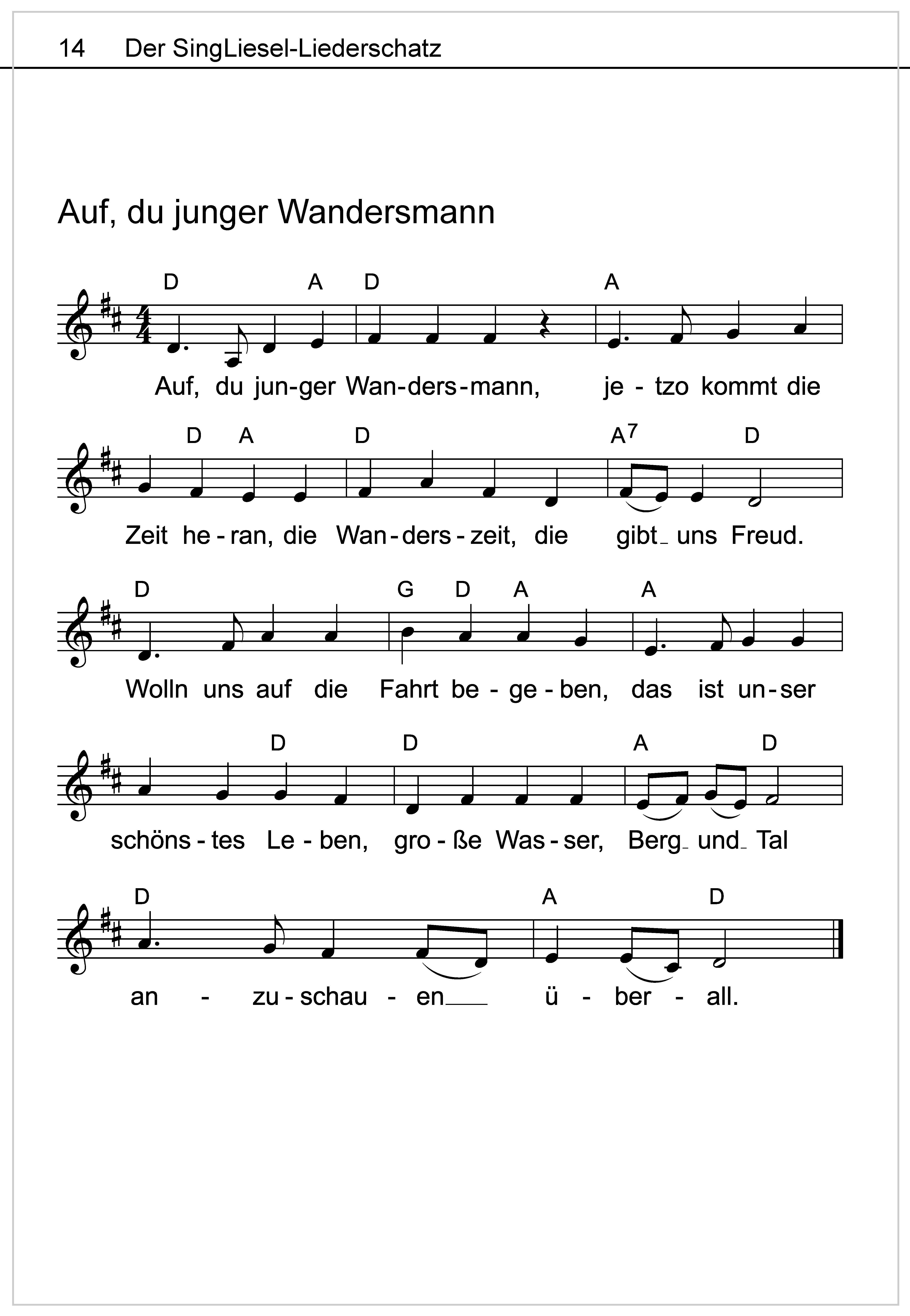 Beispielinhalt (Bild) Die schönsten Volkslieder - Das Liederbuch