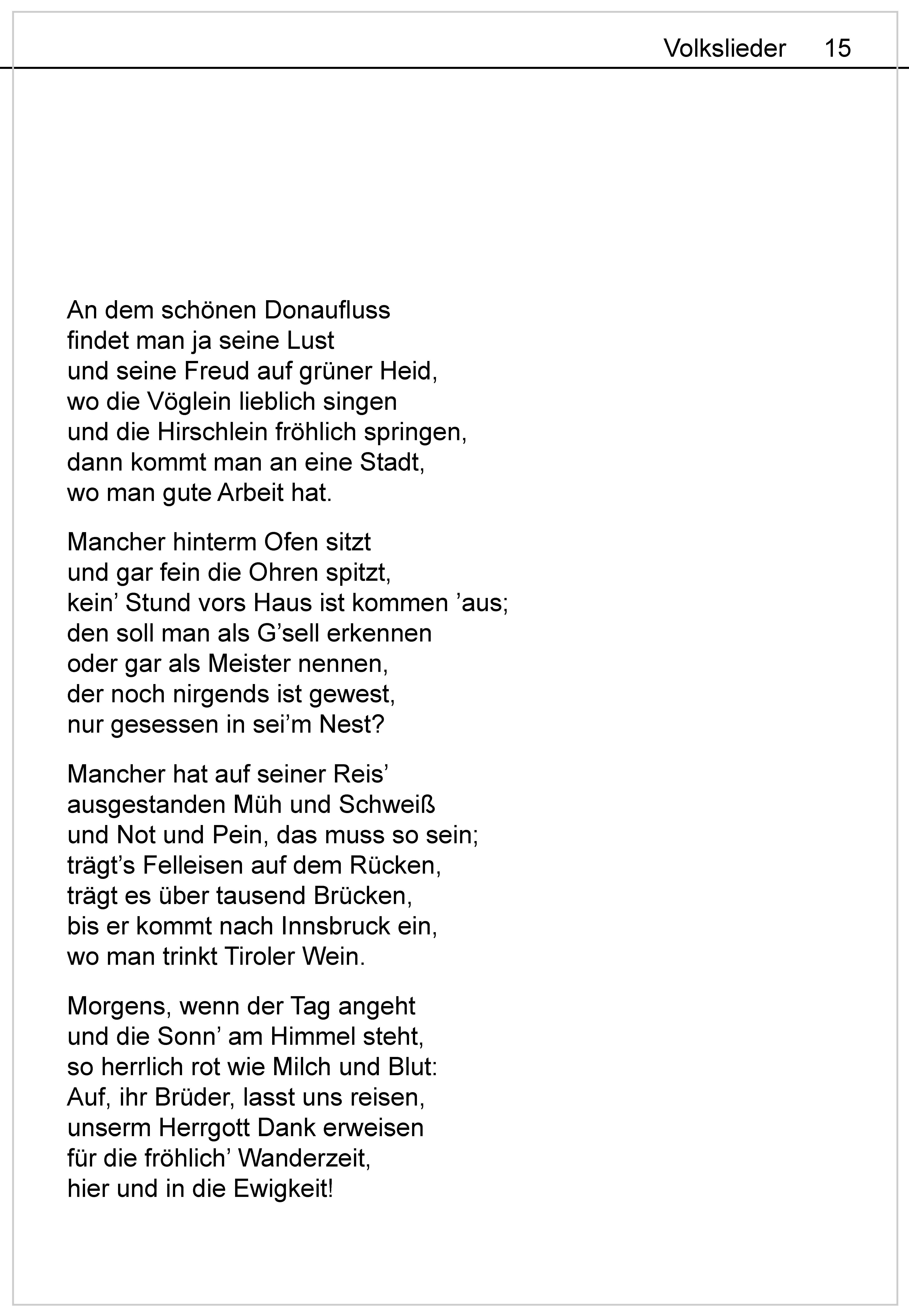 Beispielinhalt (Bild) Die schönsten Volkslieder - Das Liederbuch