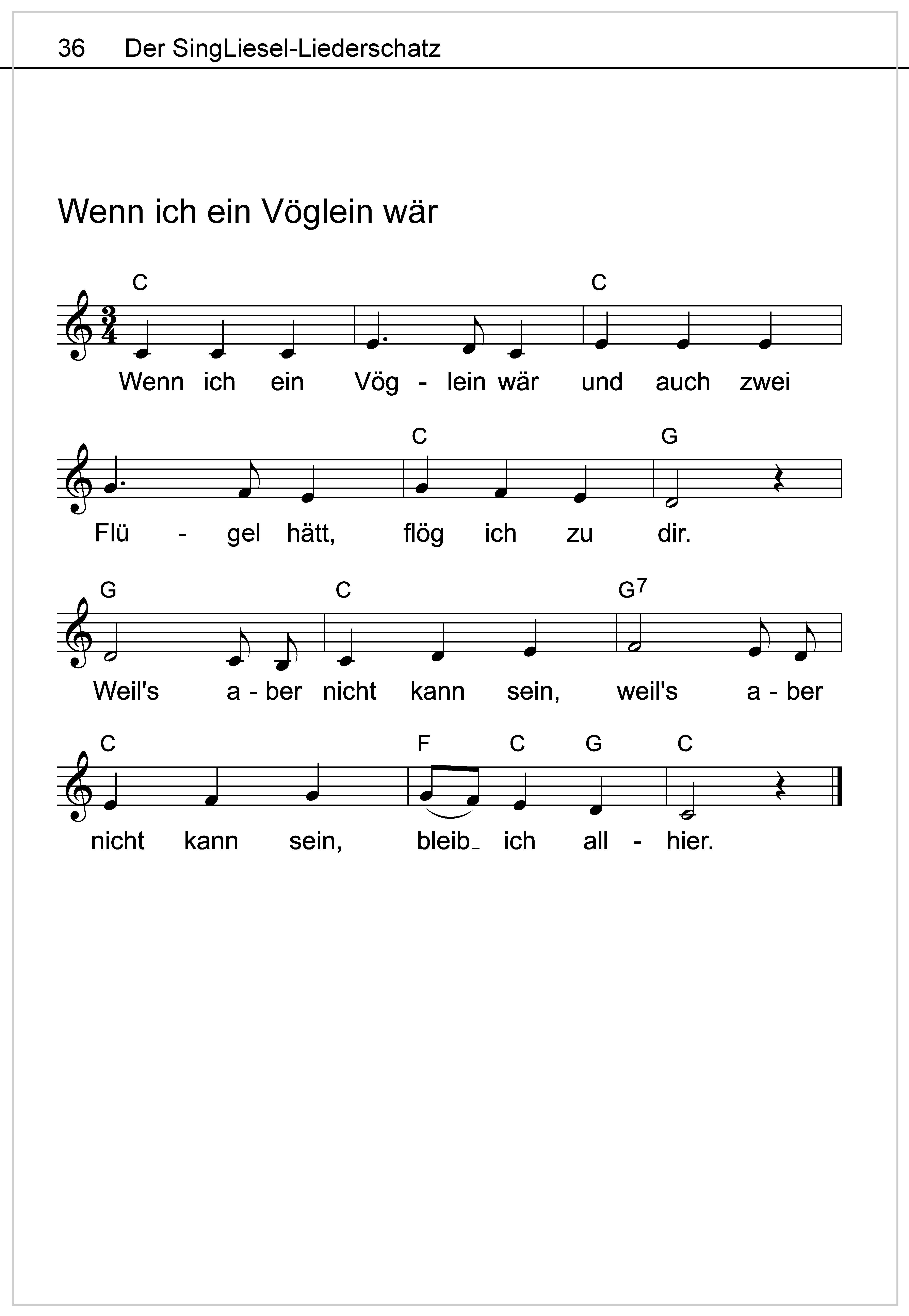 Beispielinhalt (Bild) Die schönsten Volkslieder - Das Liederbuch
