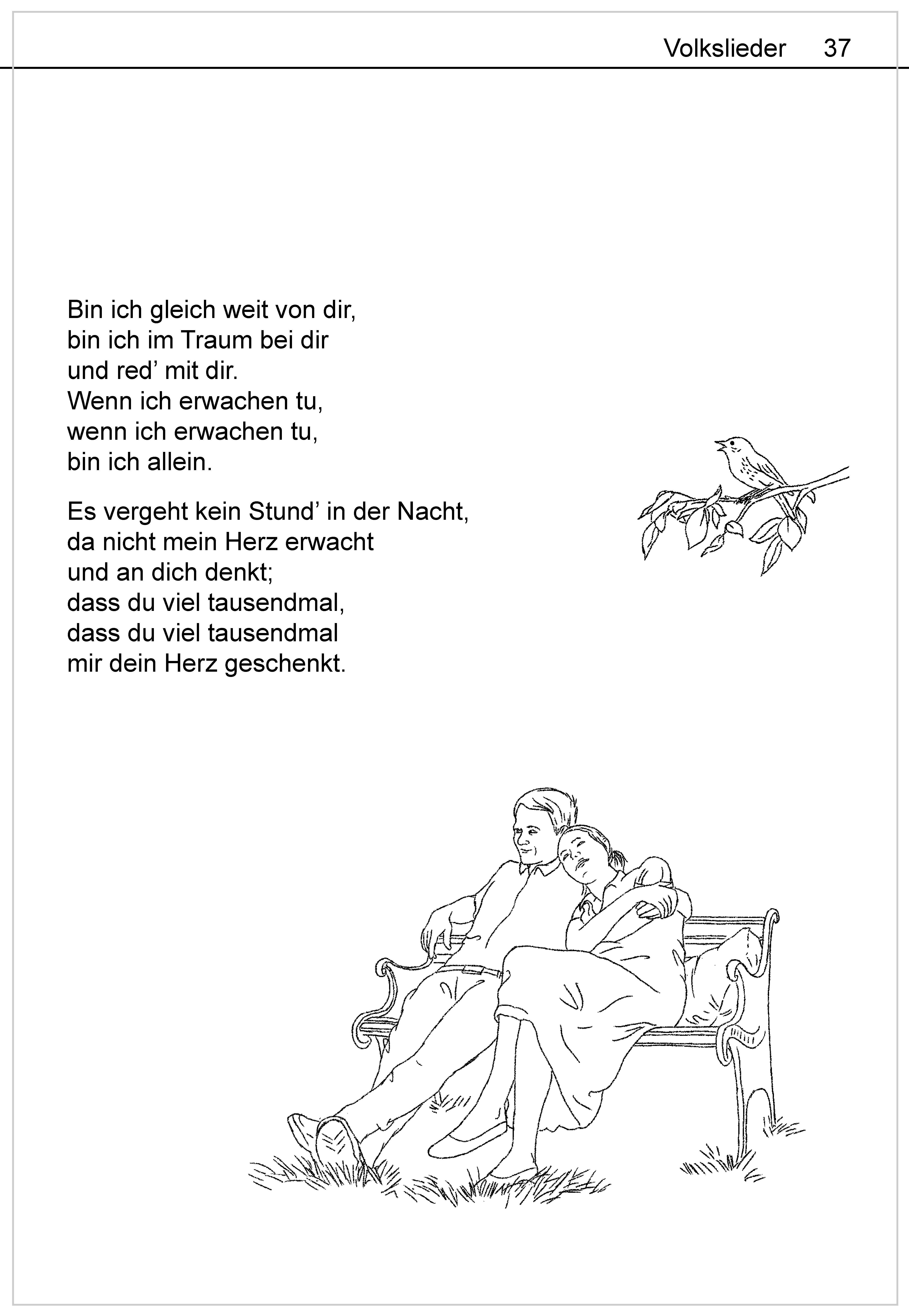 Beispielinhalt (Bild) Die schönsten Volkslieder - Das Liederbuch