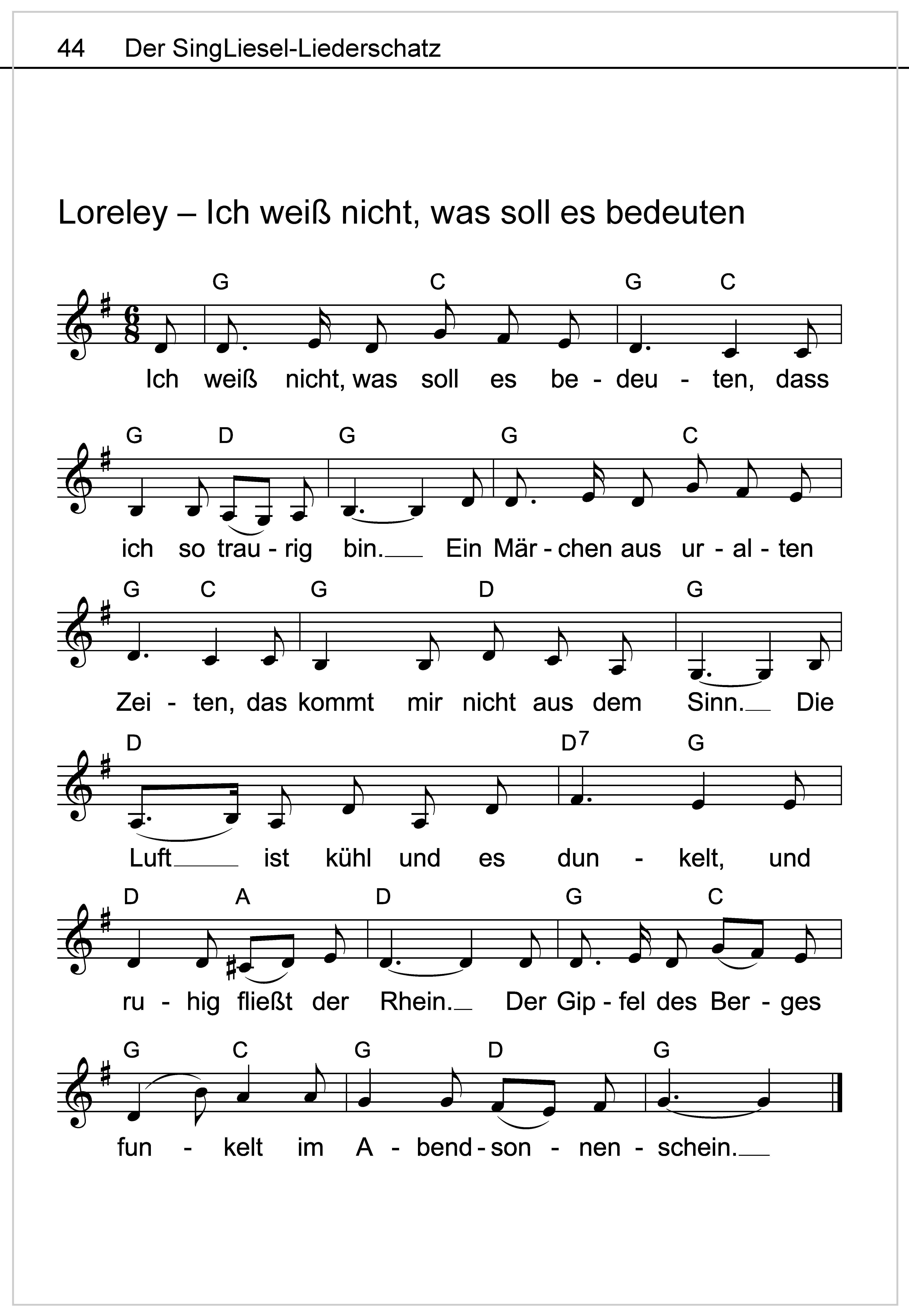 Beispielinhalt (Bild) Die schönsten Volkslieder - Das Liederbuch