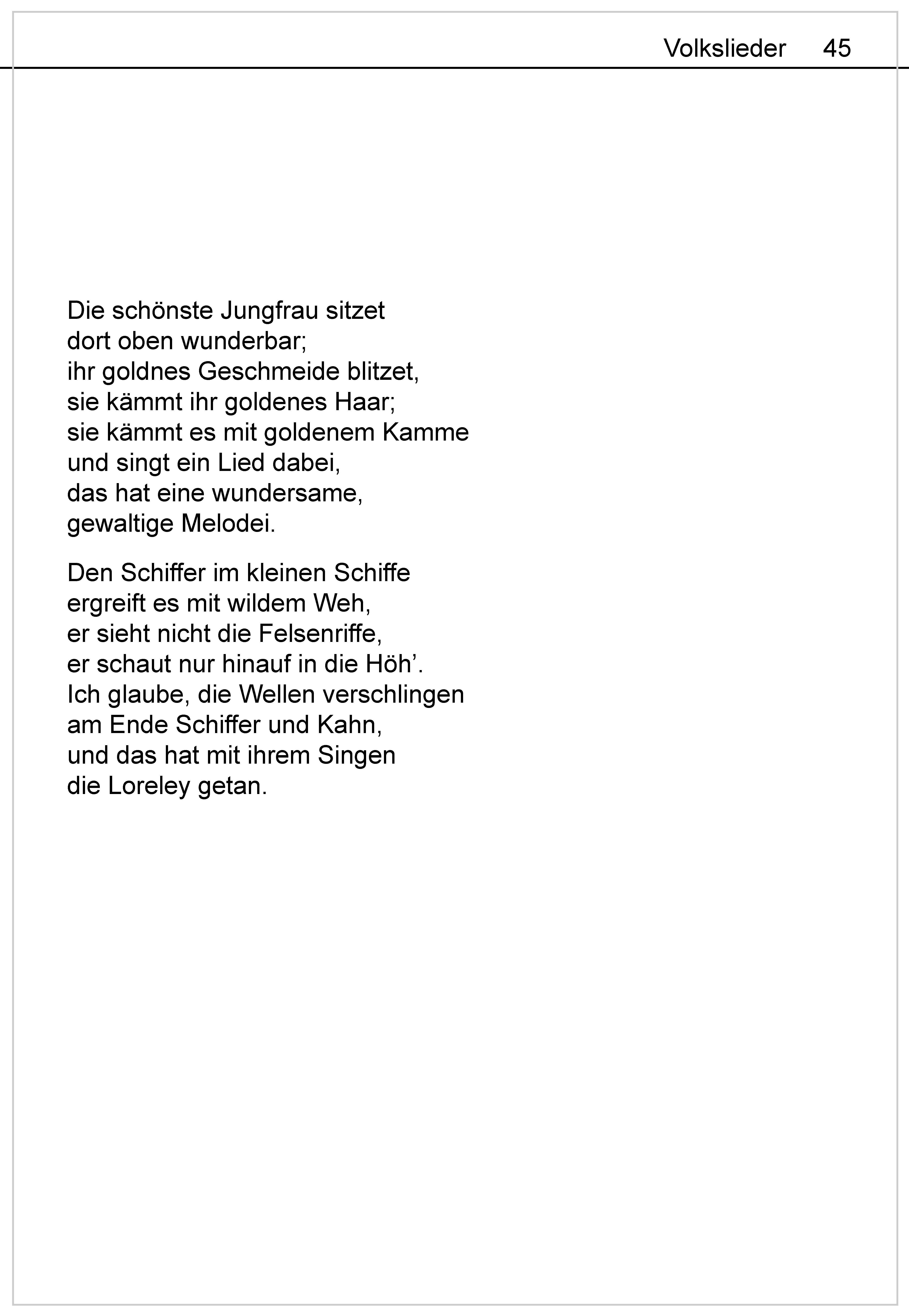 Beispielinhalt (Bild) Die schönsten Volkslieder - Das Liederbuch