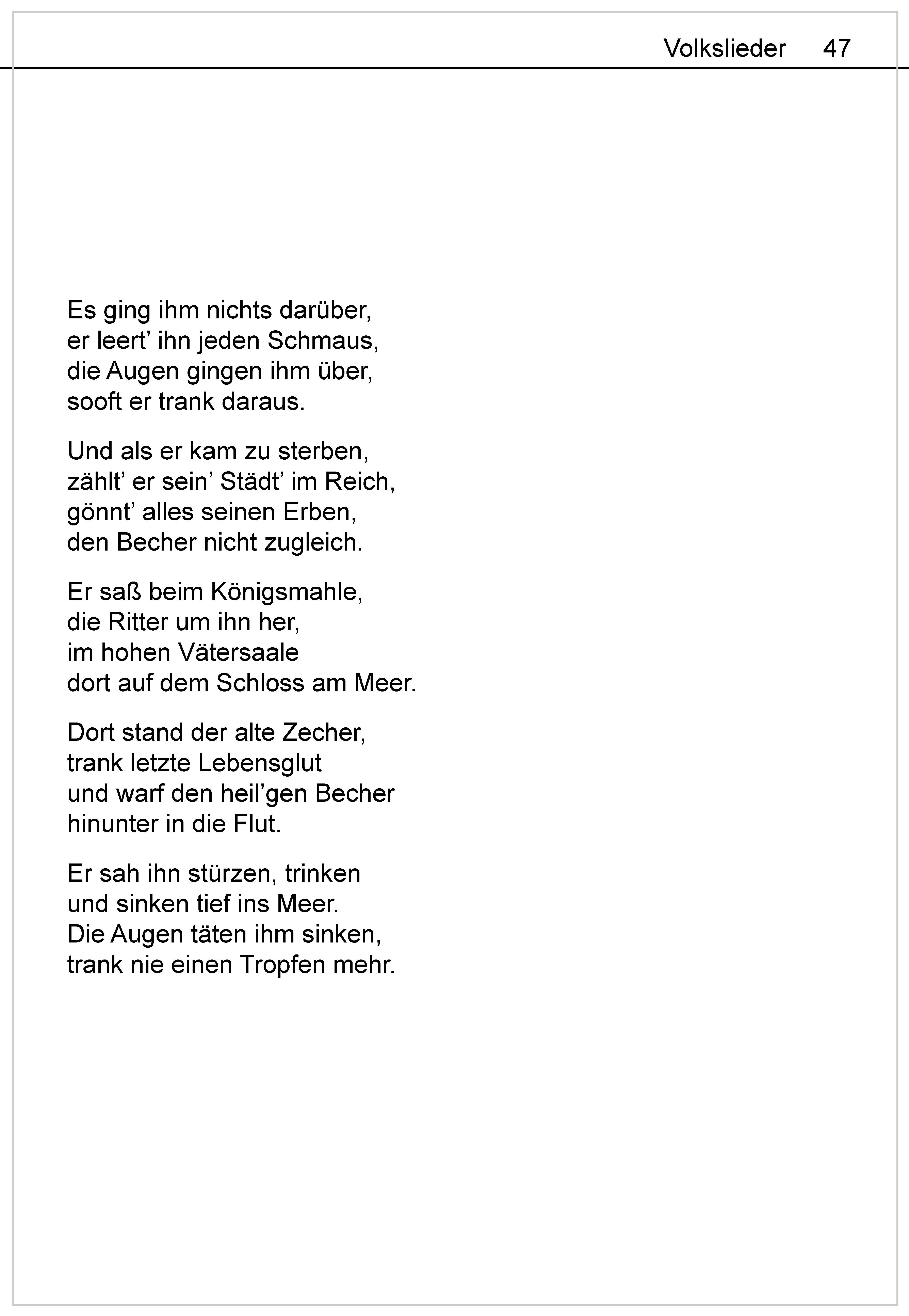 Beispielinhalt (Bild) Die schönsten Volkslieder - Das Liederbuch