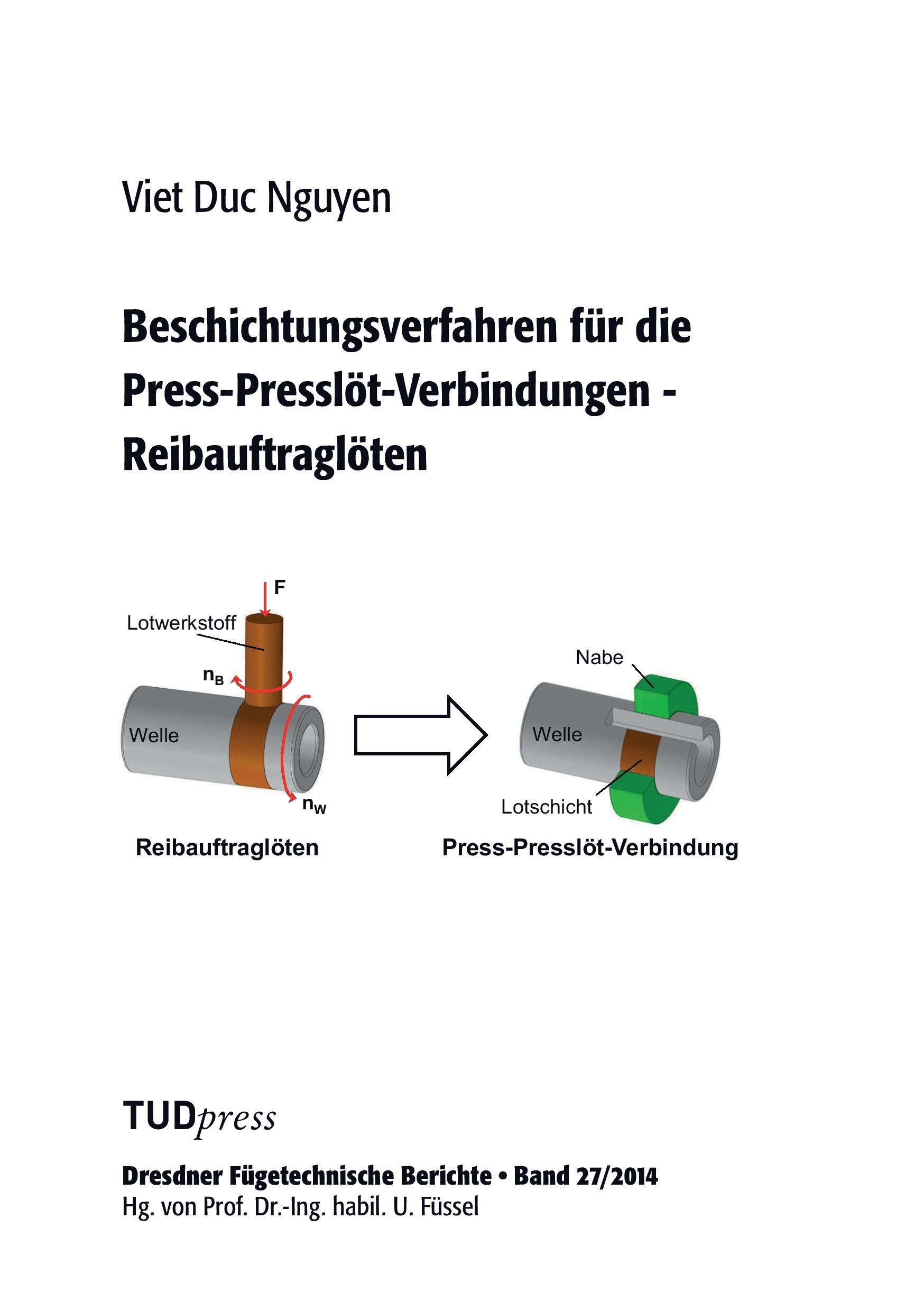 Vorderes Coverbild Beschichtungsverfahren für die Press-Presslöt-Verbindungen - Reibauftraglöten
