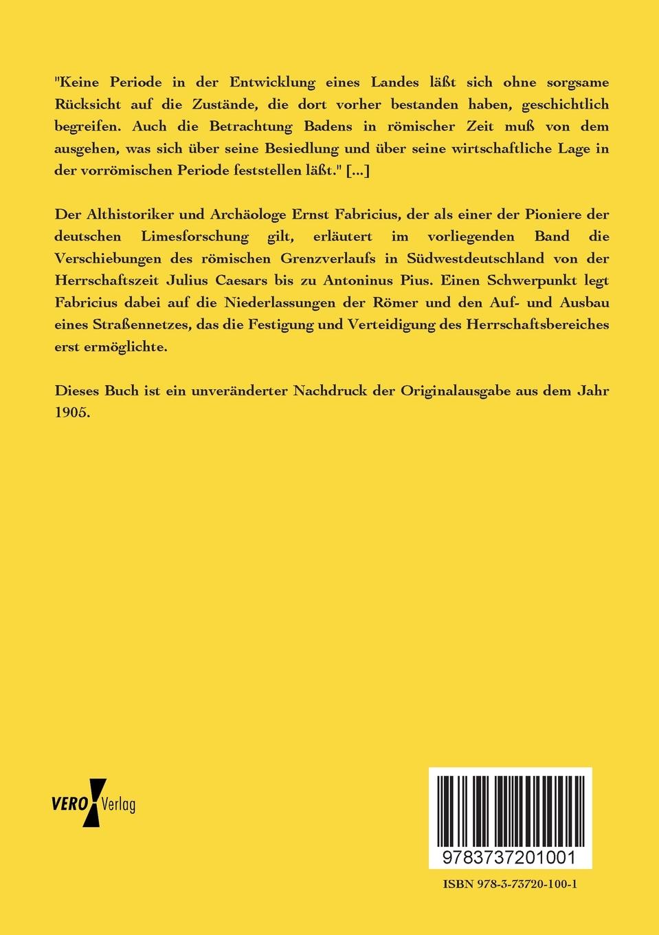 Rückseitencover Die Besitznahme Badens durch die Römer