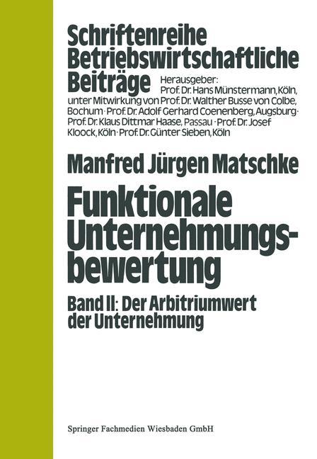 Vorderes Coverbild Funktionale Unternehmungsbewertung