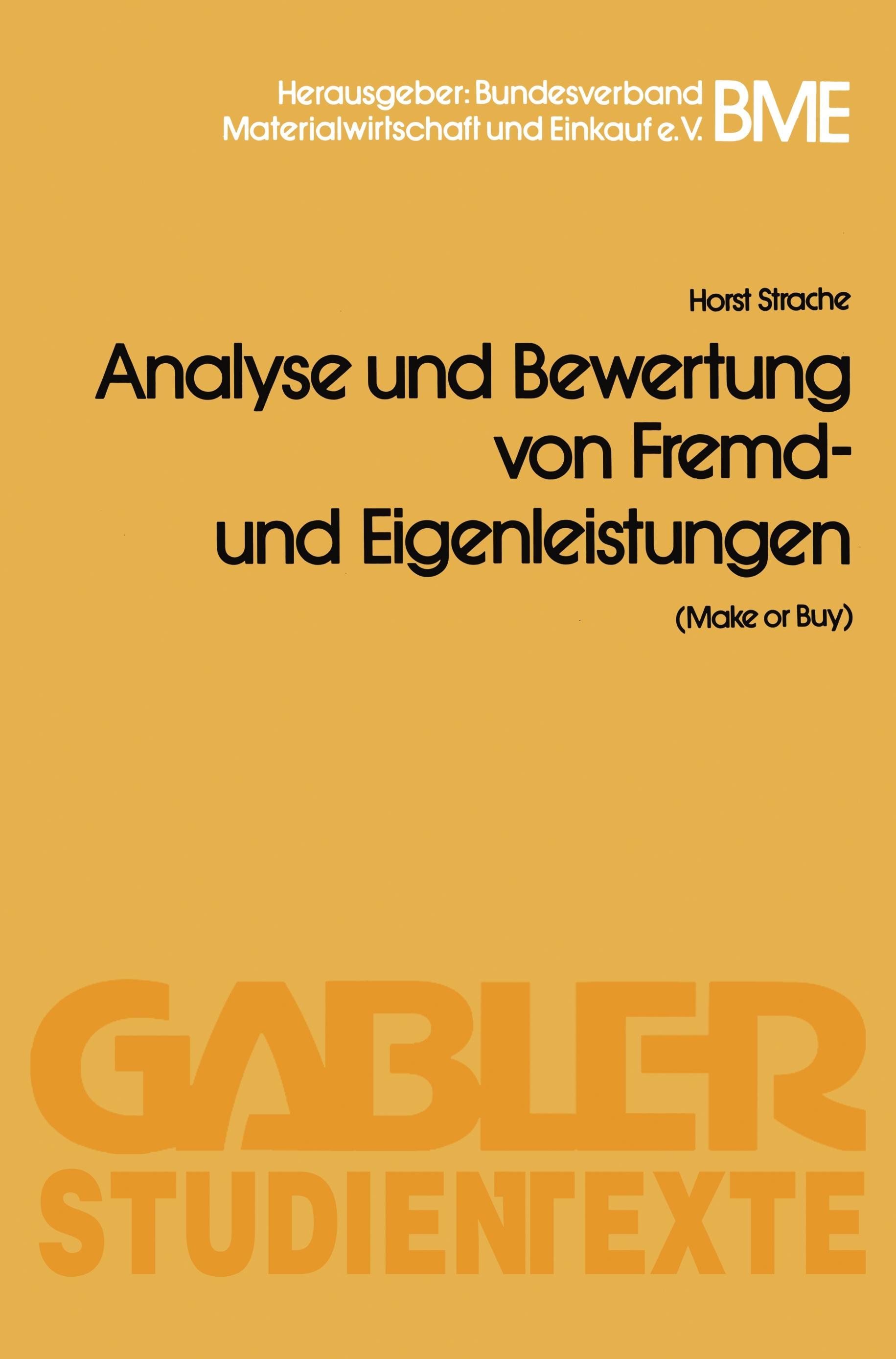 Vorderes Coverbild Analyse und Bewertung von Fremd- und Eigenleistungen(Make or Buy)