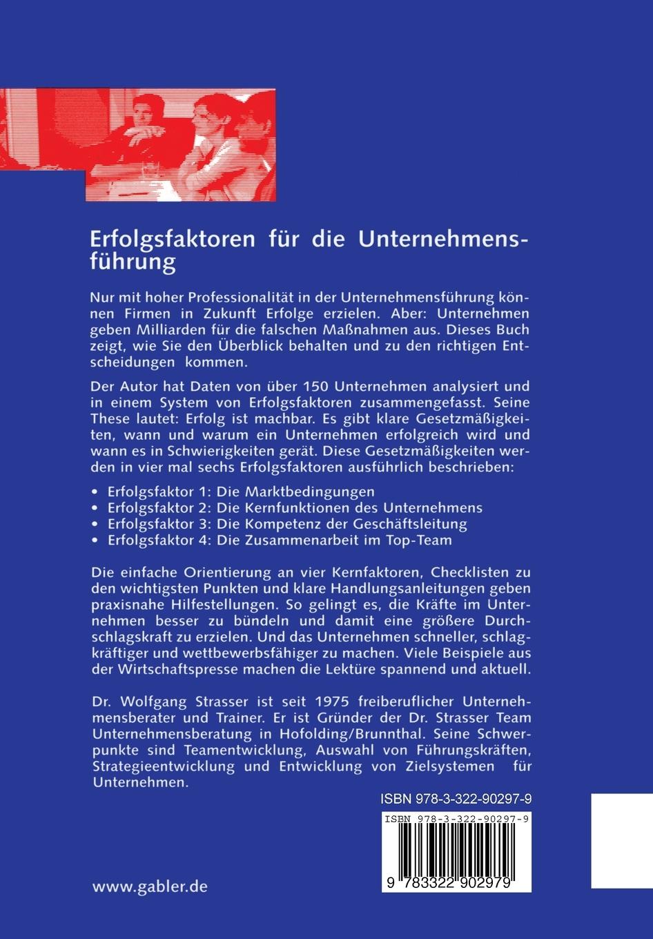 Rückseitencover Erfolgsfaktoren für die Unternehmensführung