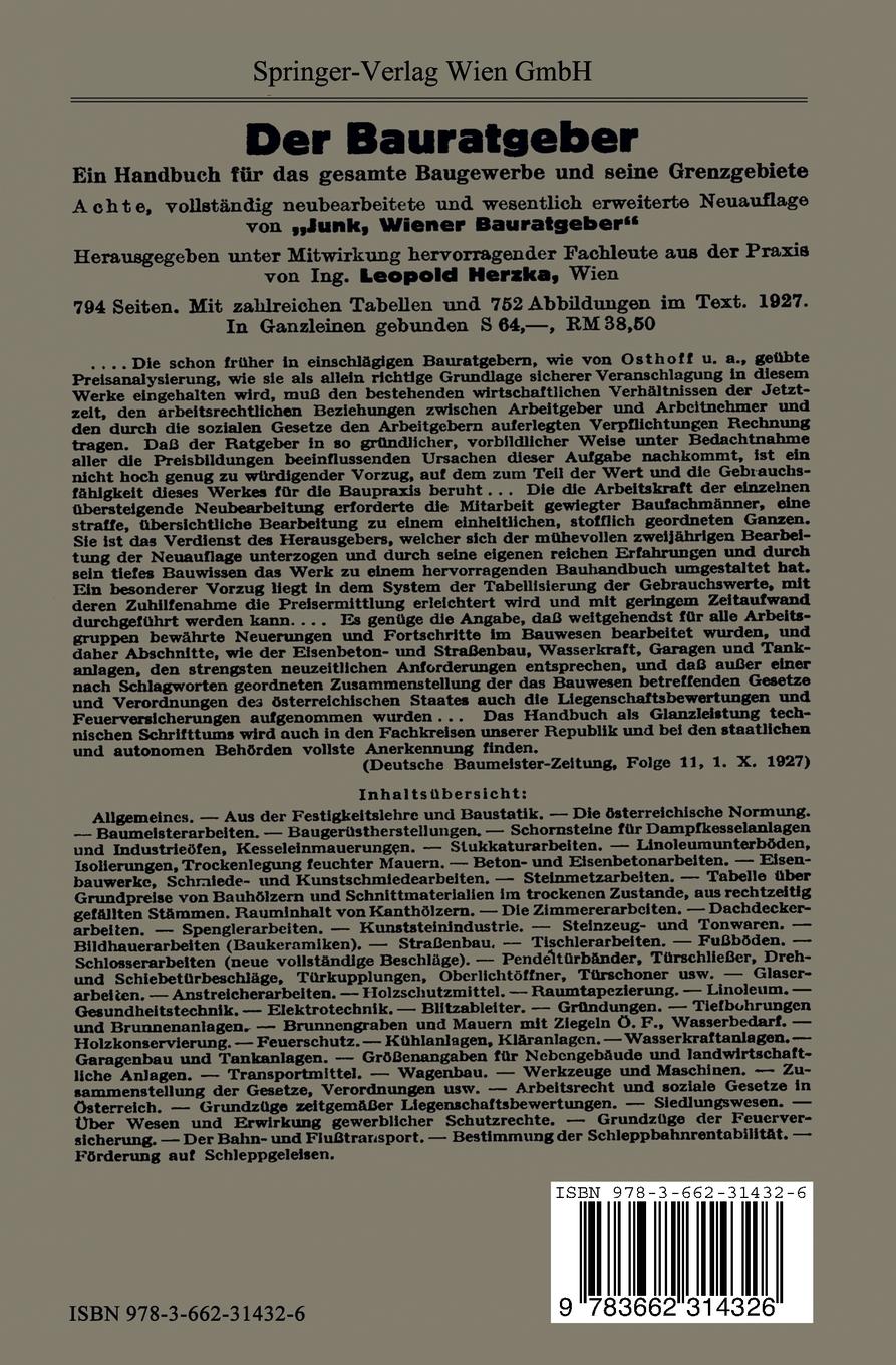 Rückseitencover Die Dachdeckerarbeiten