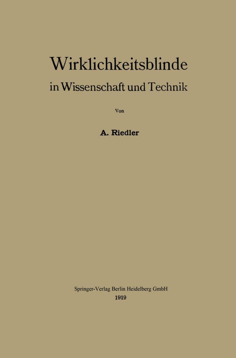 Vorderes Coverbild Wirklichkeitsblinde in Wissenschaft und Technik