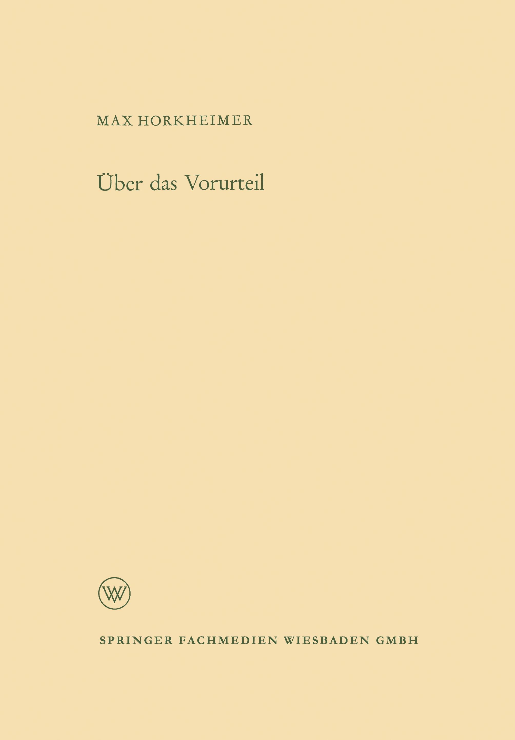 Vorderes Coverbild Über das Vorurteil