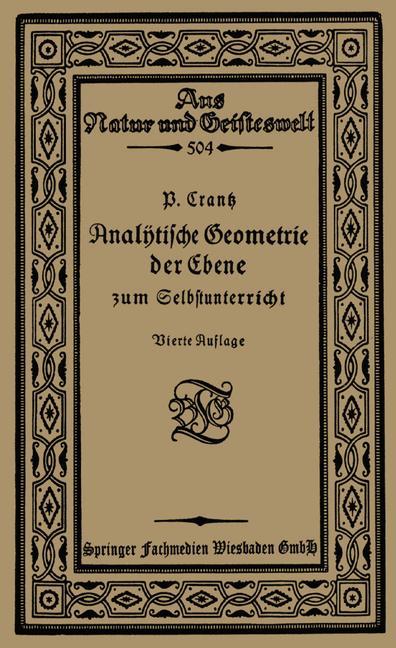Vorderes Coverbild Analytische Geometrie der Ebene zum Selbstunterricht