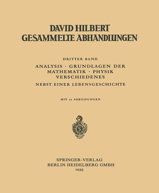 Vorderes Coverbild Dritter Band: Analysis · Grundlagen der Mathematik · Physik Verschiedenes
