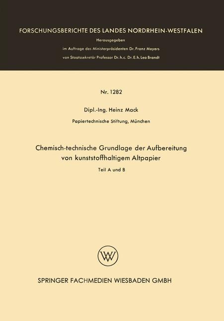 Vorderes Coverbild Chemisch-technische Grundlage der Aufbereitung von kunststoffhaltigem Altpapier