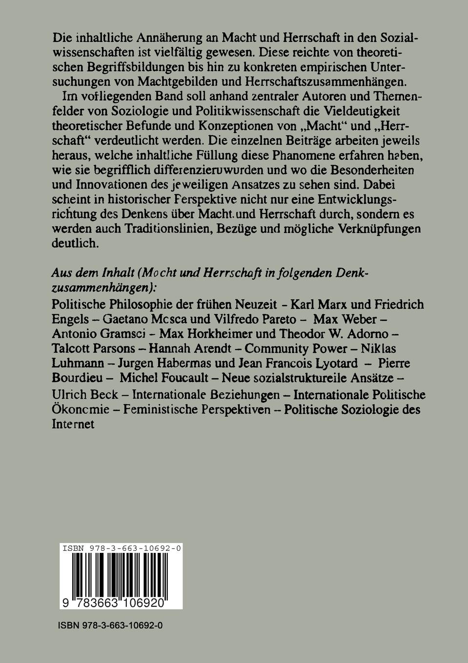 Rückseitencover Macht und Herrschaft