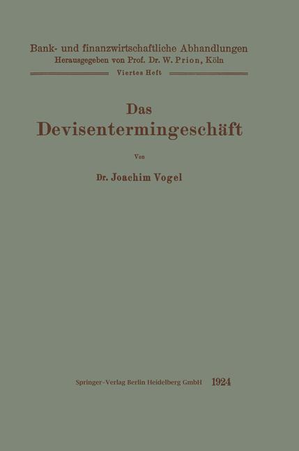 Vorderes Coverbild Das Devisentermingeschäft