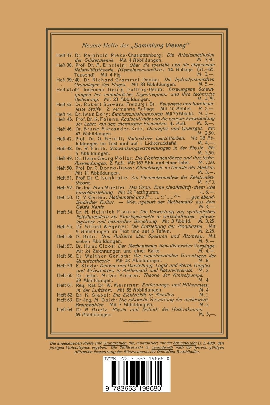 Rückseitencover Über die Quantentheorie der Linienspektren