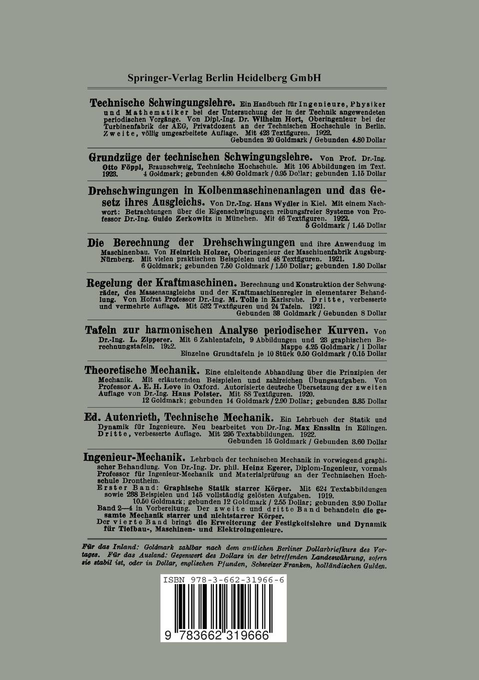 Rückseitencover Mathematische Schwingungslehre
