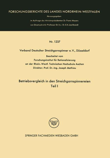 Vorderes Coverbild Betriebsvergleich in den Streichgarnspinnereien