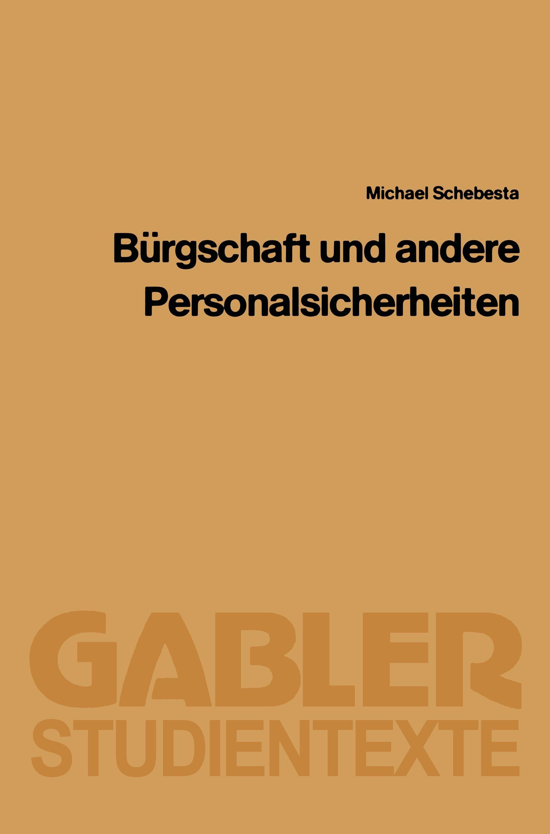 Vorderes Coverbild Bürgschaft und Andere Personalsicherheiten