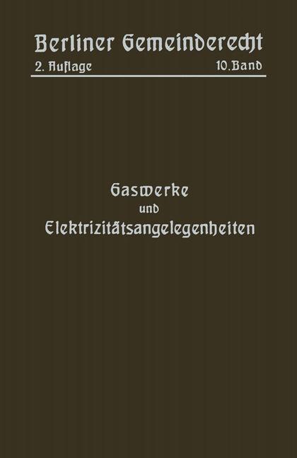 Vorderes Coverbild Gaswerke und Elektrizitätsangelegenheiten