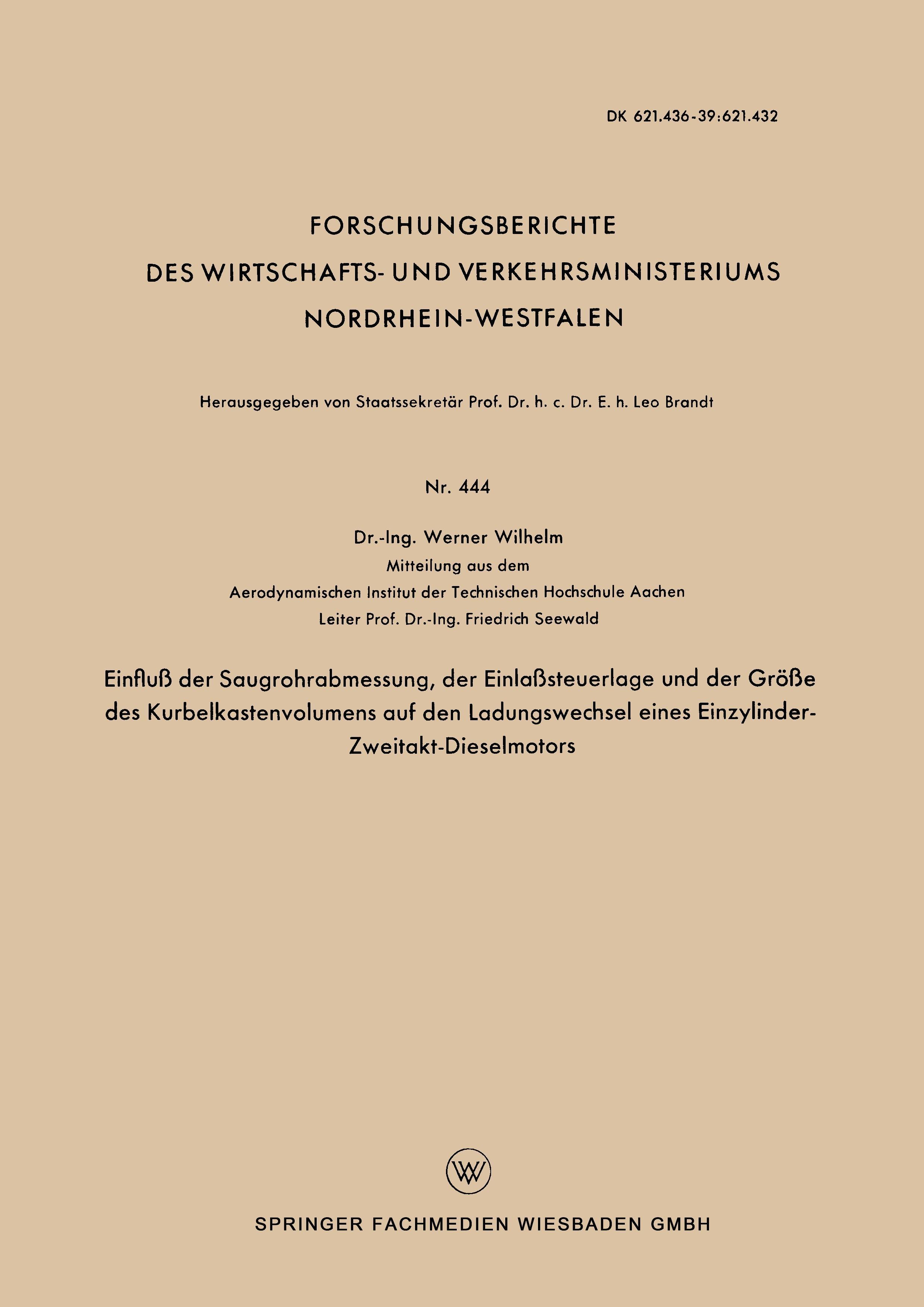 Vorderes Coverbild Einfluß der Saugrohrabmessung, der Einlaßsteuerlage und der Größe des Kurbelkastenvolumens auf den Ladungswechsel eines Einzylinder-Zweitakt-Dieselmotors