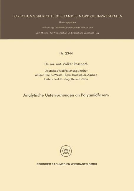 Vorderes Coverbild Analytische Untersuchungen an Polyamidfasern