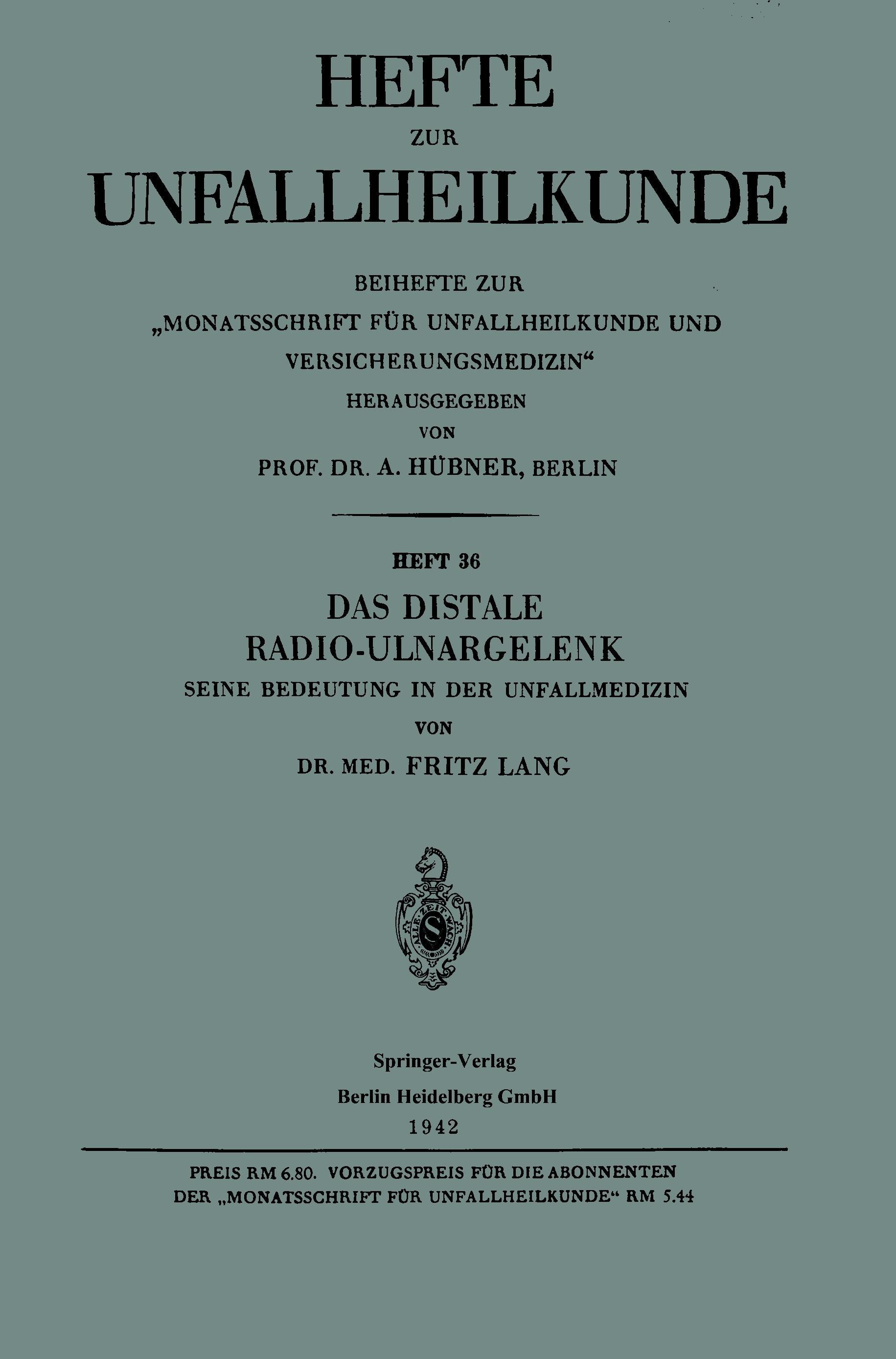 Vorderes Coverbild Das Distale Radio-Ulnargelenk