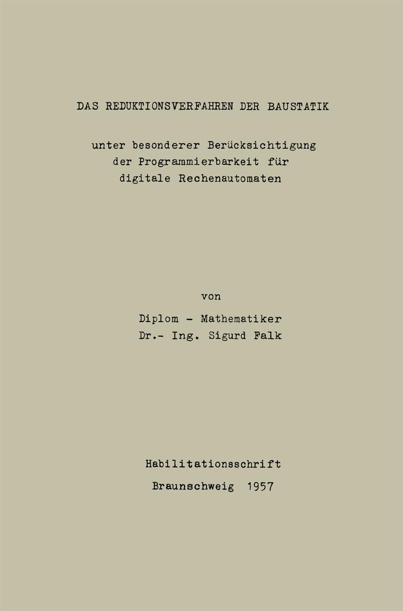 Vorderes Coverbild Das Reduktionsverfahren der Baustatik