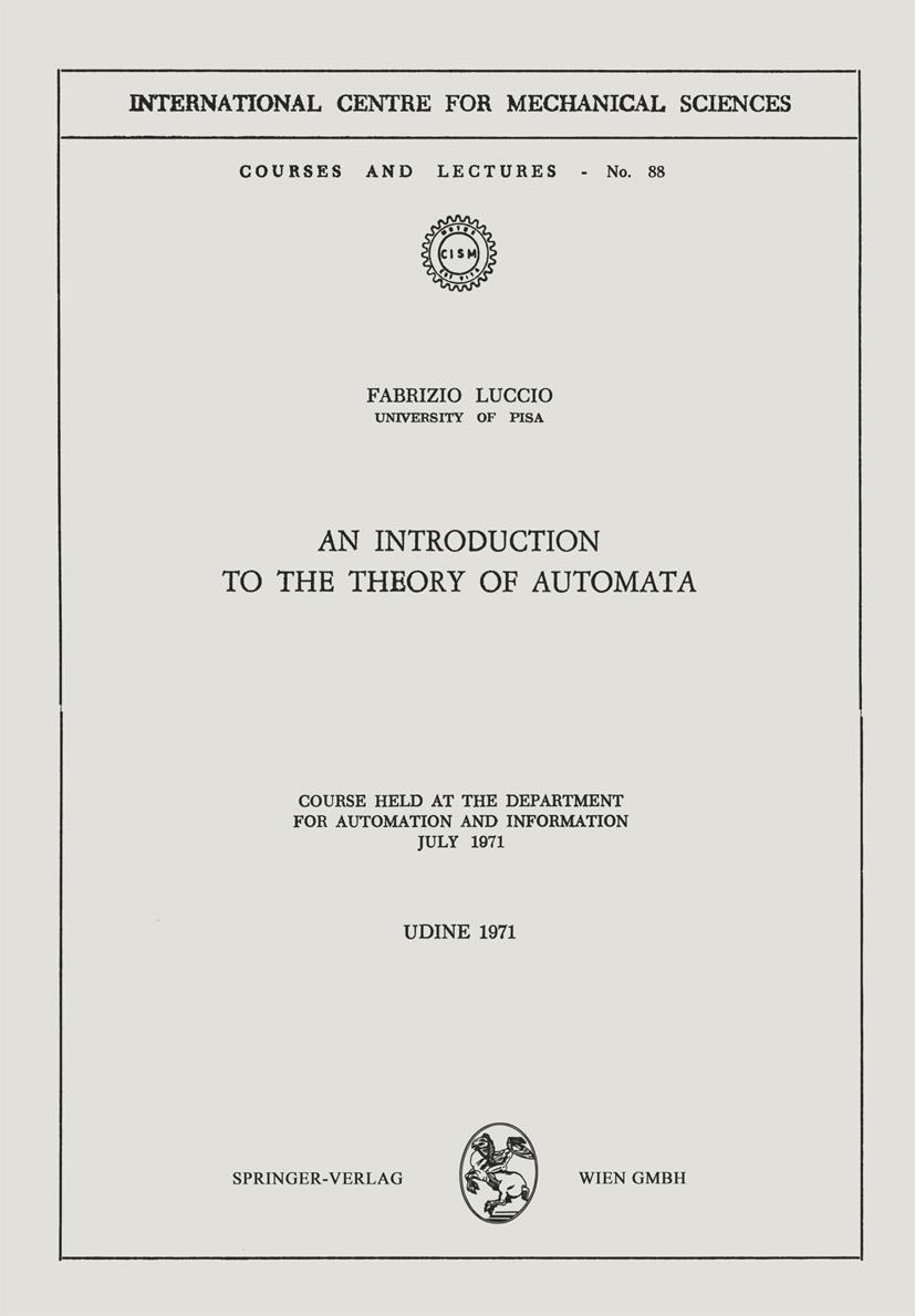 Vorderes Coverbild An Introduction to the Theory of Automata