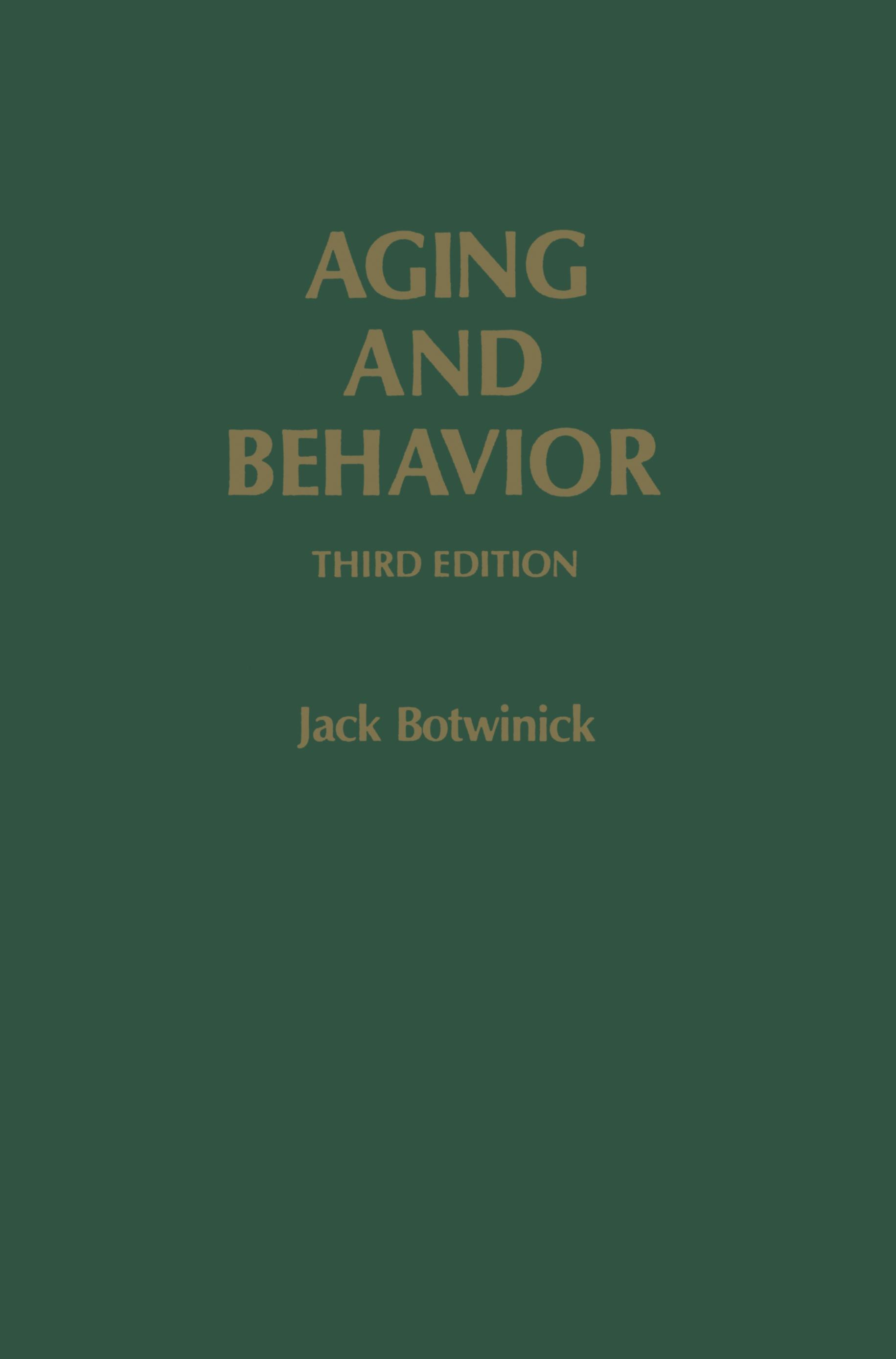 Vorderes Coverbild Aging and Behavior