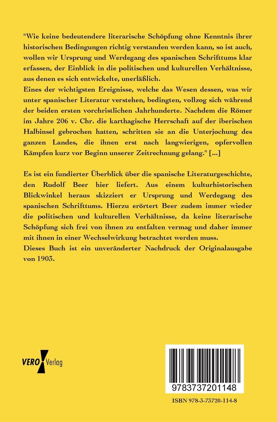 Rückseitencover Spanische Literaturgeschichte