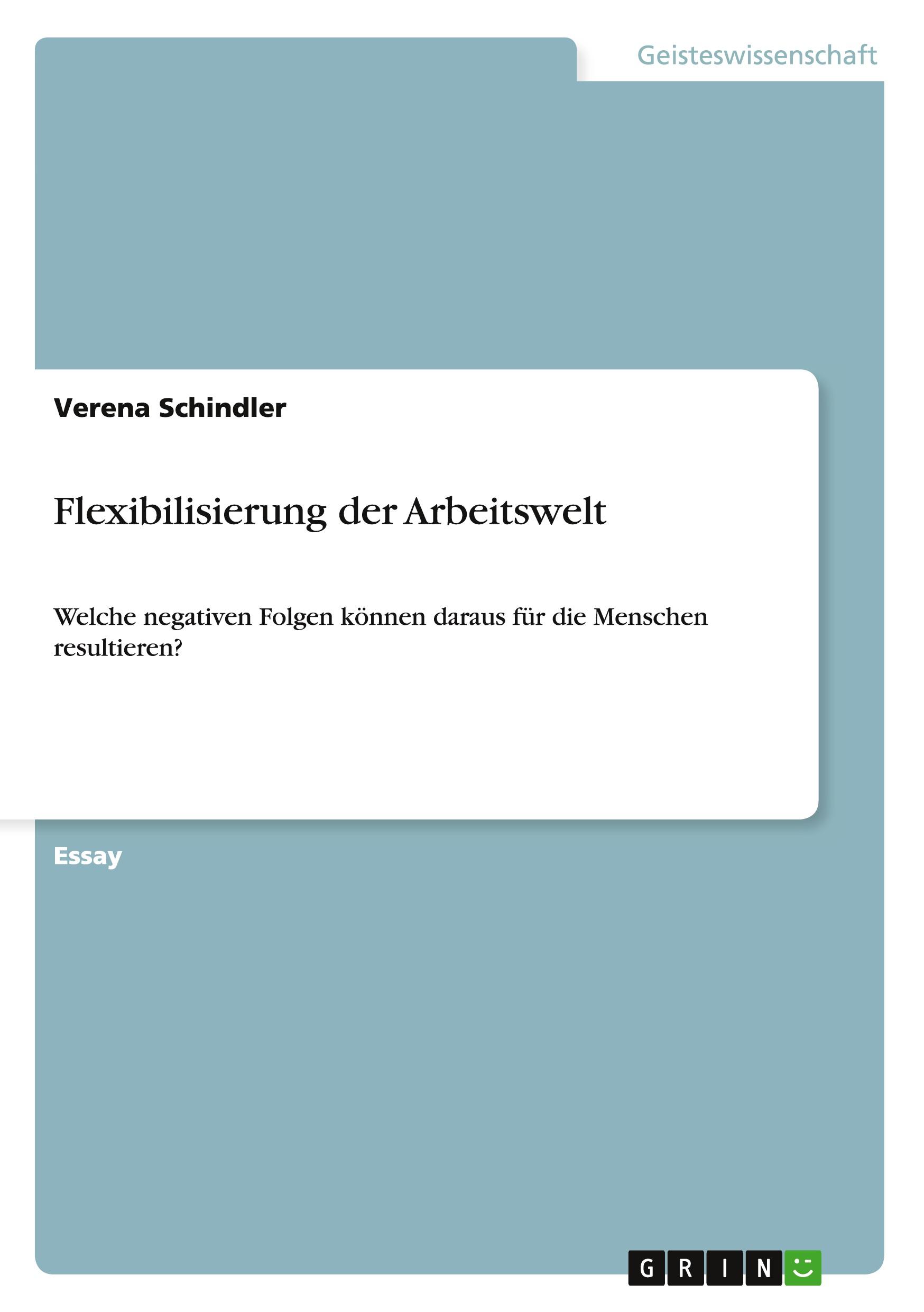 Vorderes Coverbild Flexibilisierung der Arbeitswelt