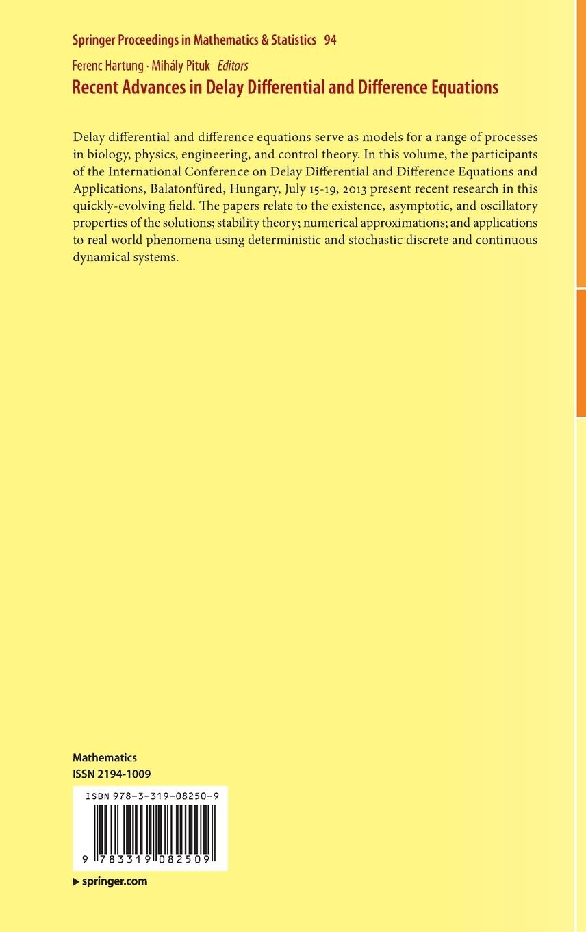 Rückseitencover Recent Advances in Delay Differential and Difference Equations