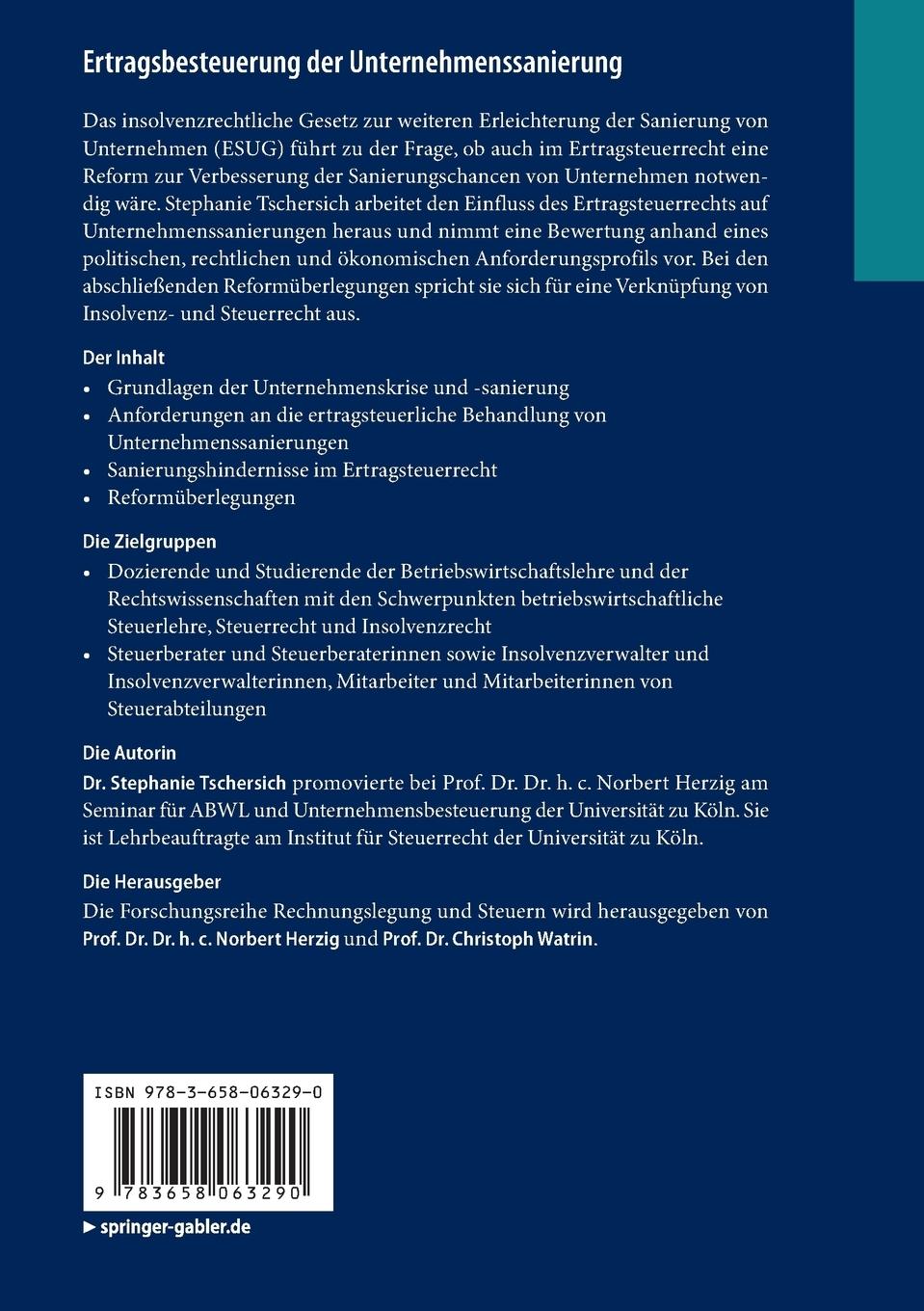 Rückseitencover Ertragsbesteuerung der Unternehmenssanierung