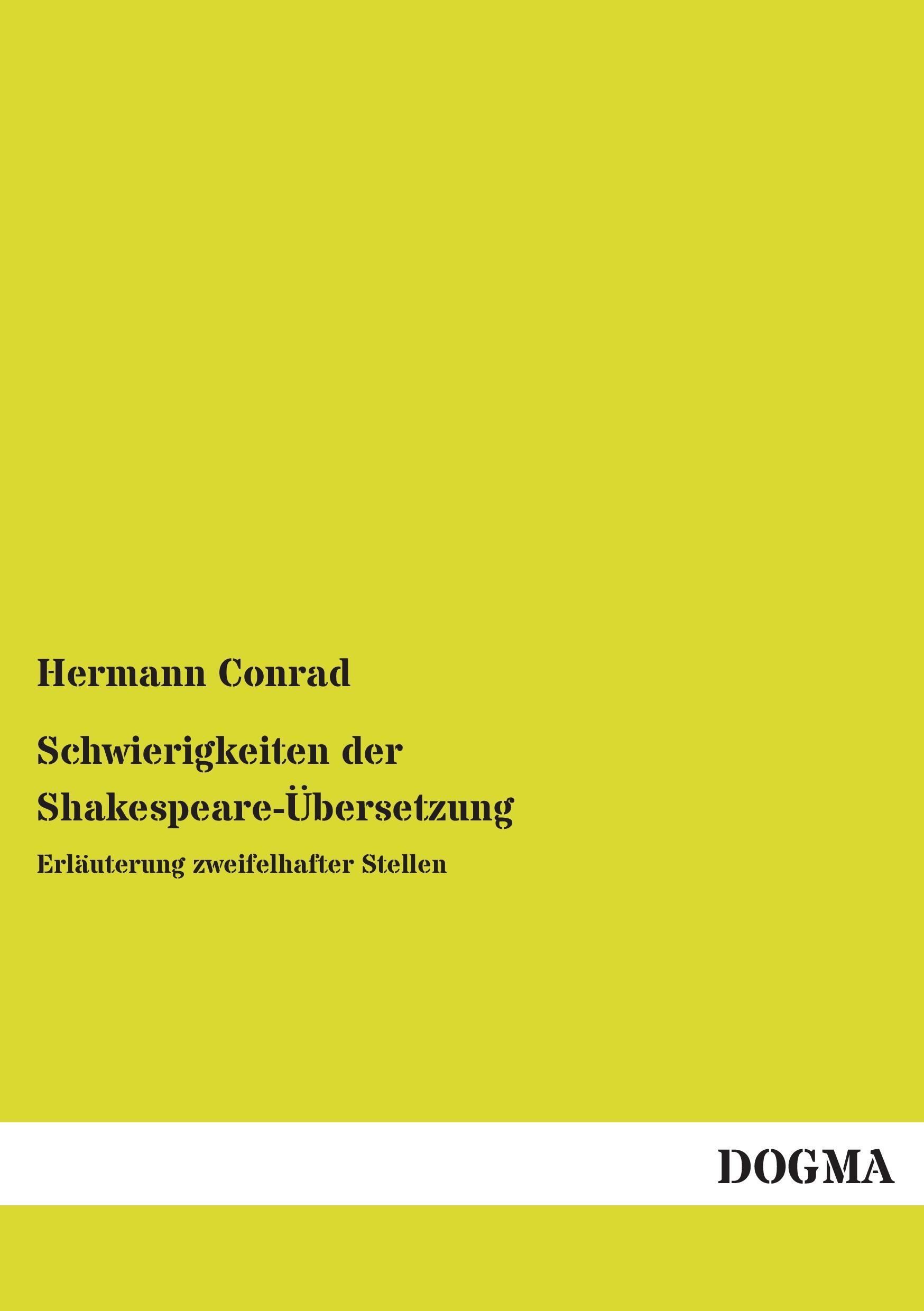 Vorderes Coverbild Schwierigkeiten der Shakespeare-Übersetzung