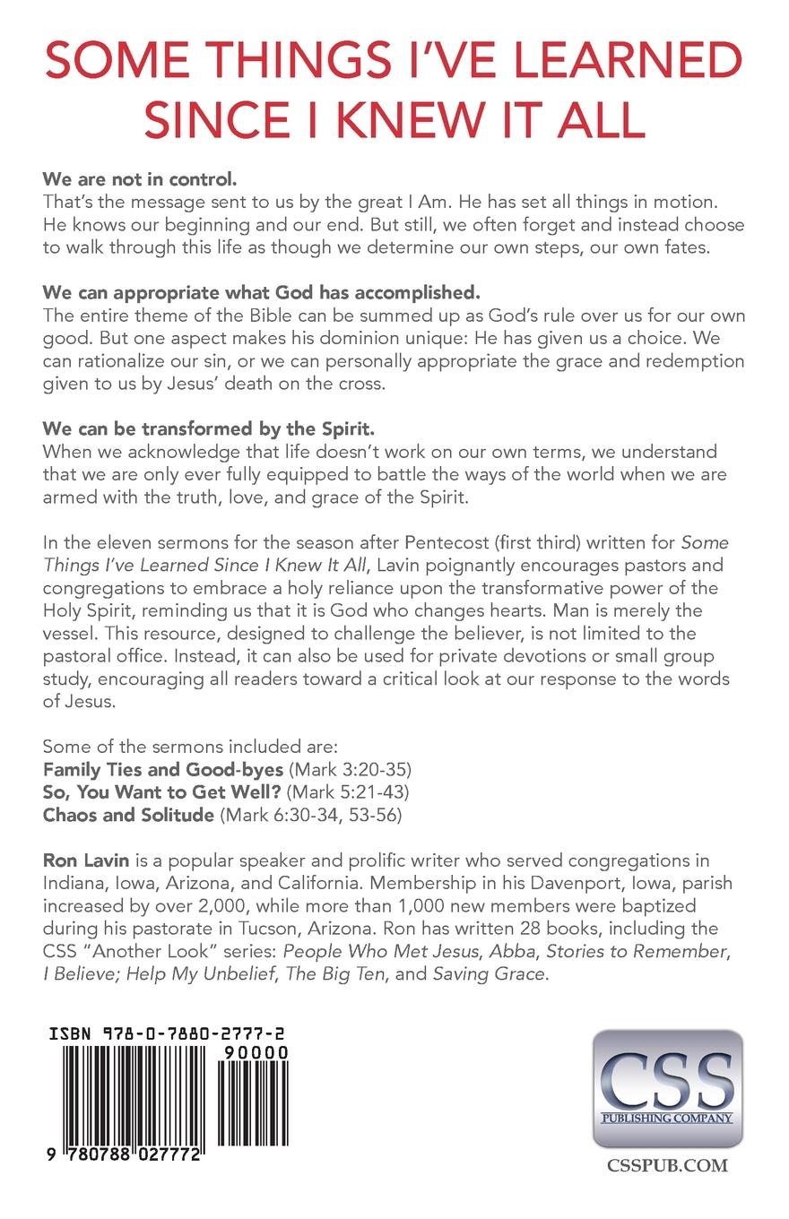 Rückseitencover Some Things I've Learned Since I Knew It All