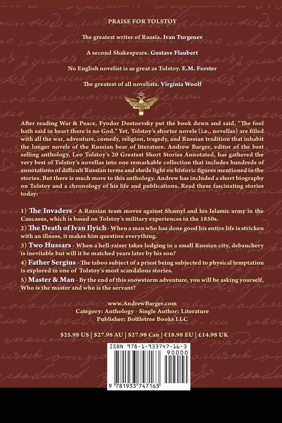 Rückseitencover Leo Tolstoy's 5 Greatest Novellas Annotated