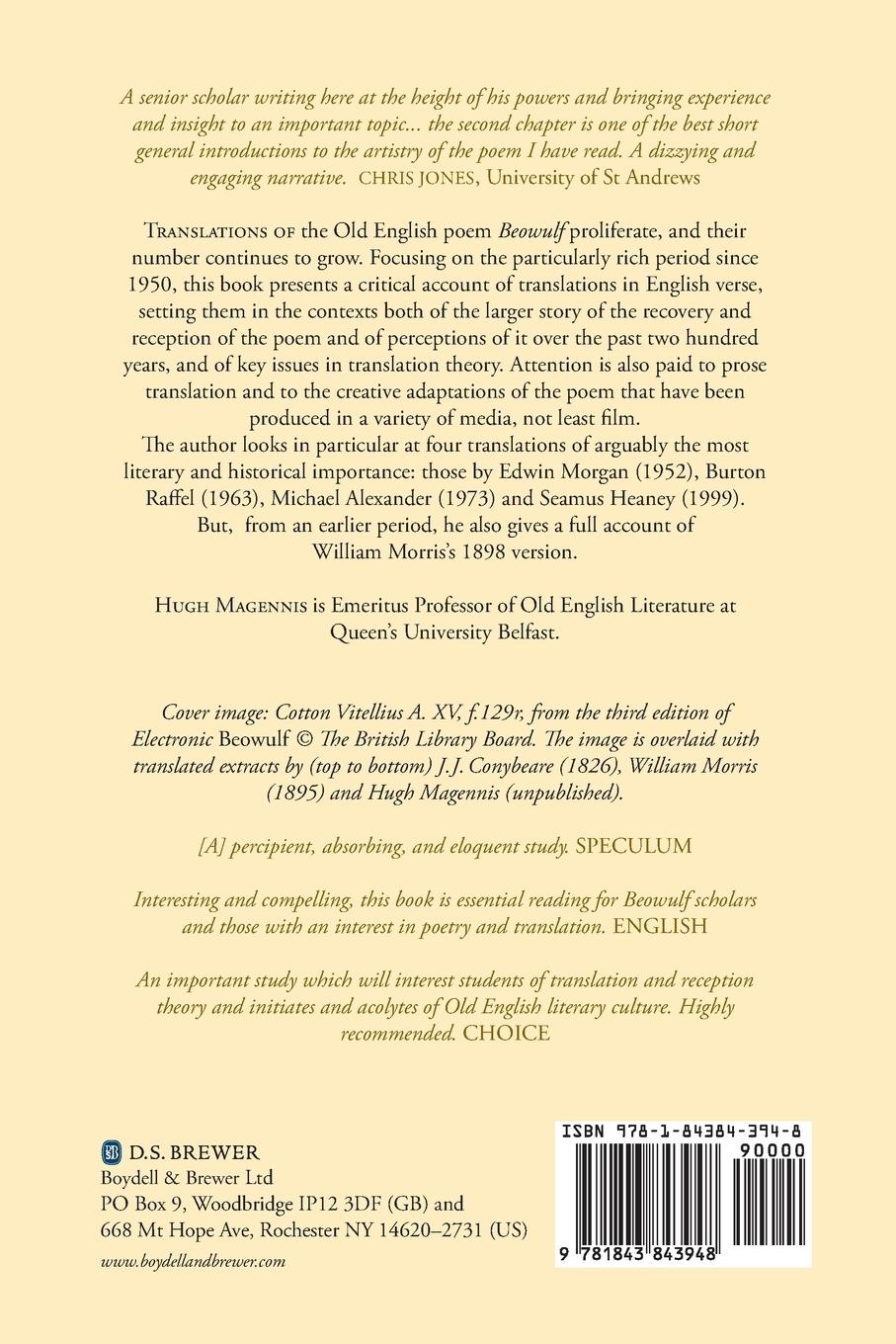 Rückseitencover Translating Beowulf