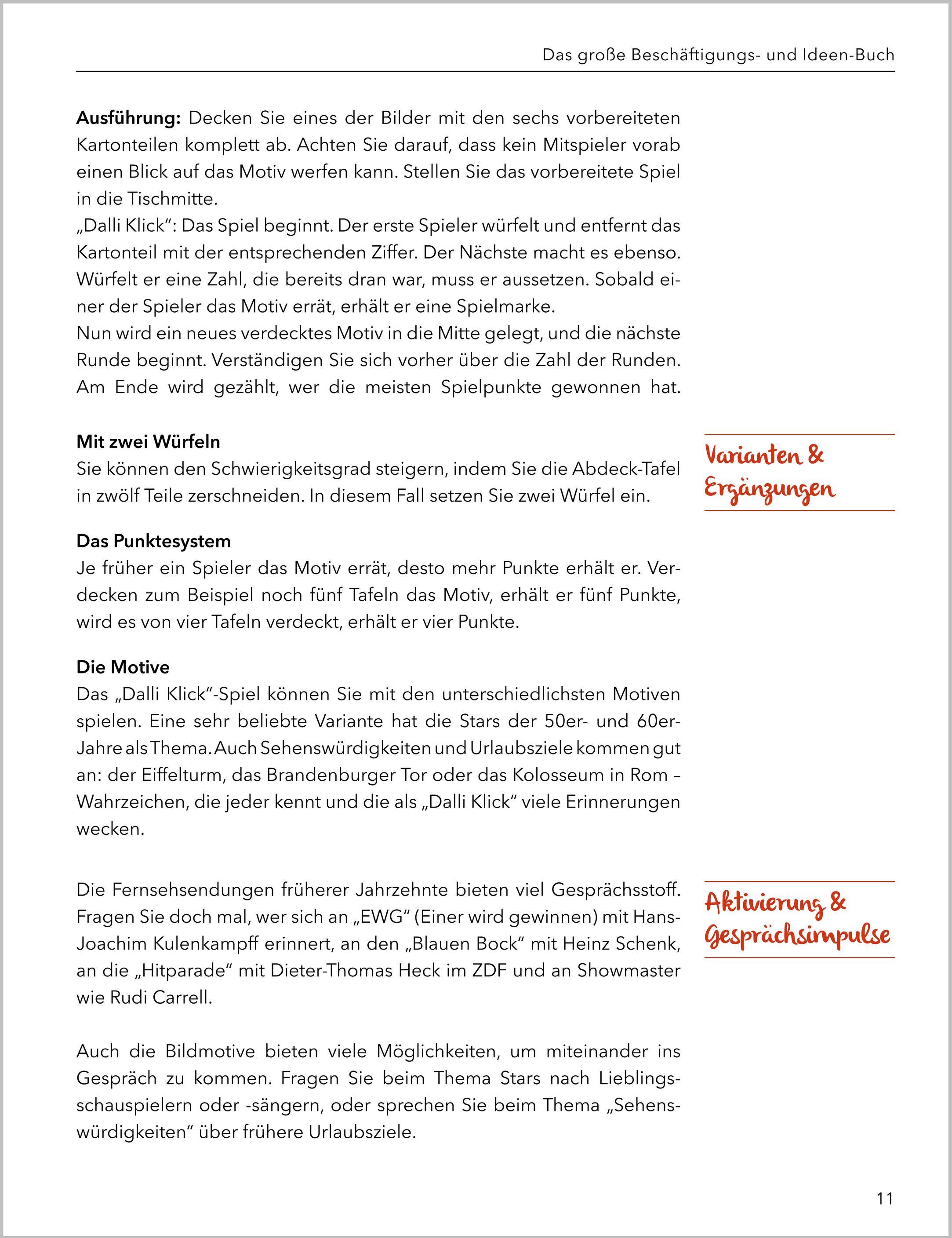 Beispielinhalt (Bild) Das große Beschäftigungsbuch für Menschen mit Demenz