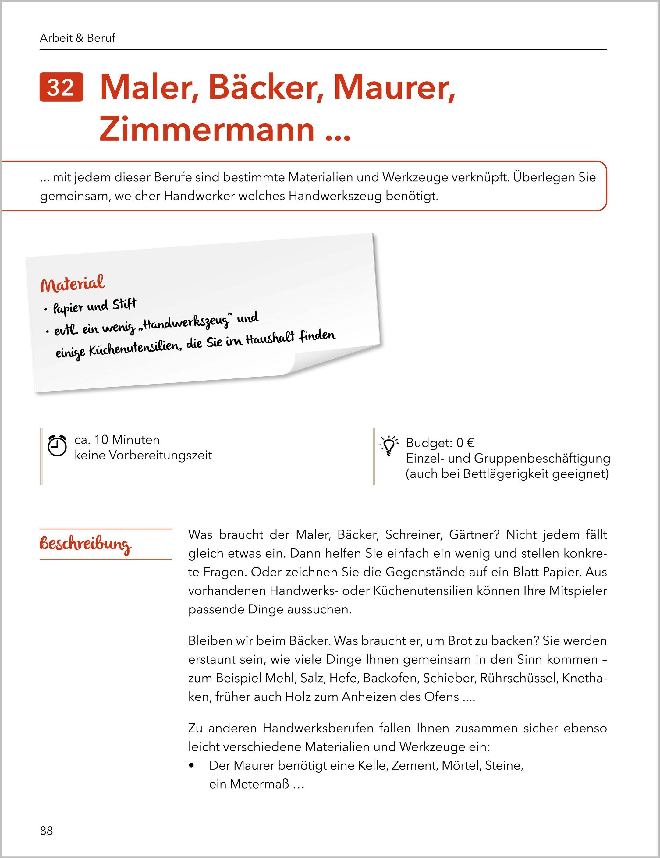 Beispielinhalt (Bild) Das große Beschäftigungsbuch für Menschen mit Demenz