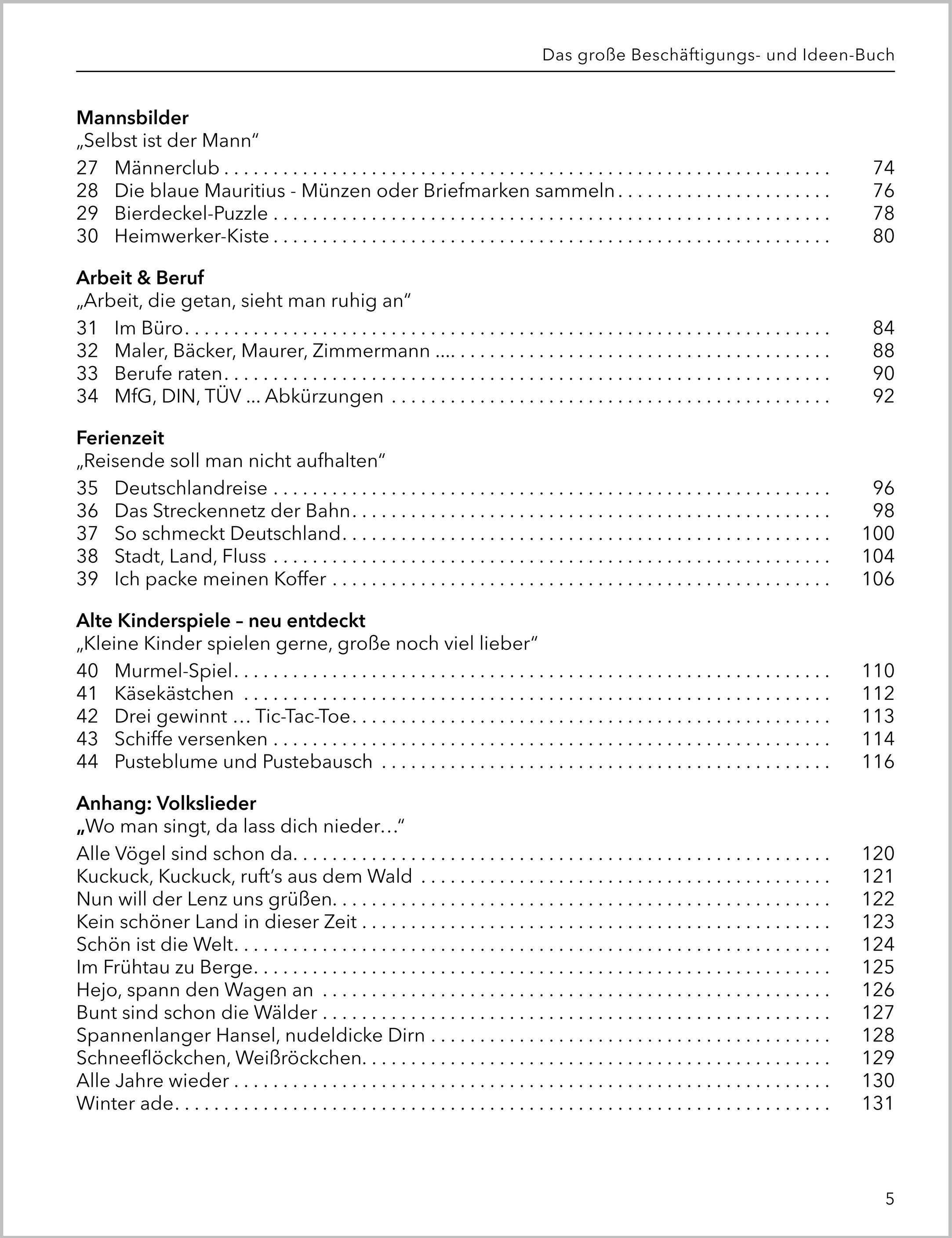 Beispielinhalt (Bild) Das große Beschäftigungsbuch für Menschen mit Demenz