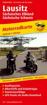 Vorderes Coverbild Motorradkarte Lausitz, Sächsisches Elbland - Sächsische Schweiz 1 : 200 000