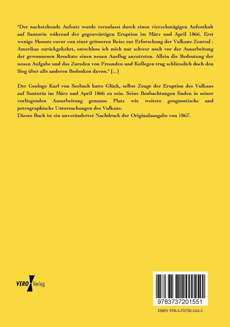 Rückseitencover Über den Vulkan von Santorin und die Eruption von 1866