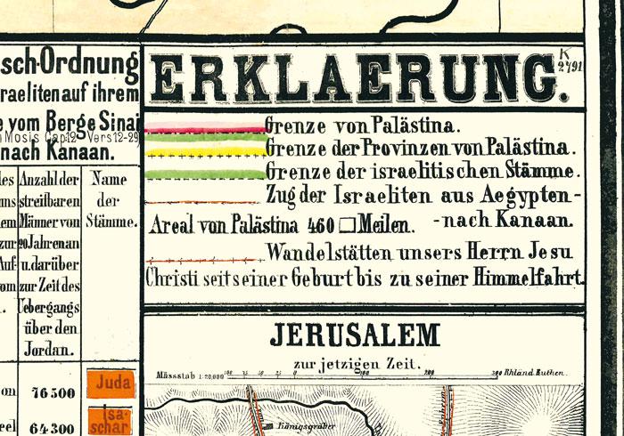 Beispielinhalt (Bild) Historische Karte von PALÄSTINA  1869 (Plano)