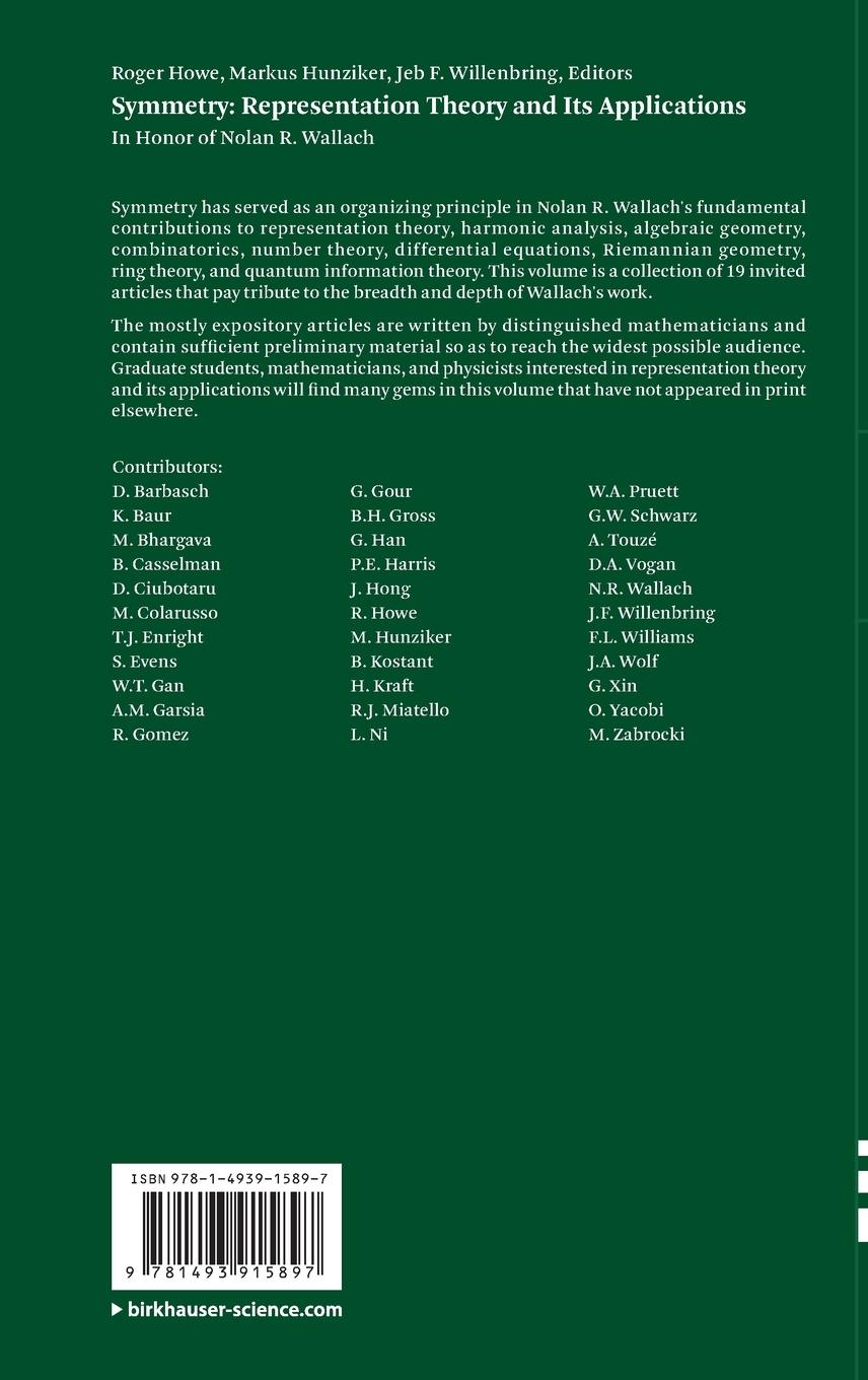 Rückseitencover Symmetry: Representation Theory and Its Applications