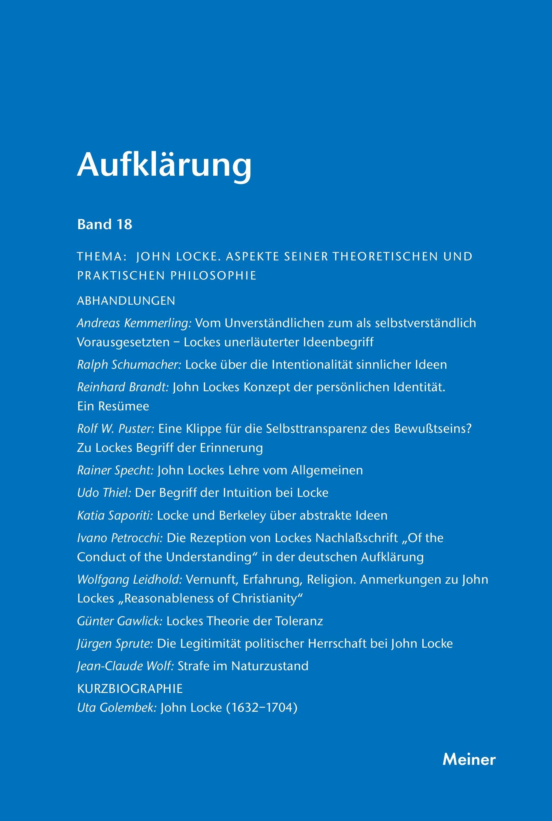 Vorderes Coverbild John Locke