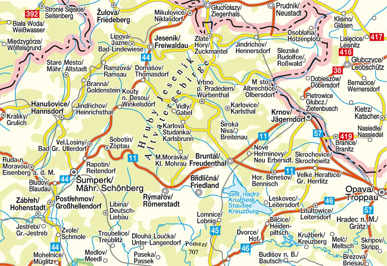 Beispielinhalt (Bild) Höfer Tschechische Republik CR 306. Altvatergebirge 1:100 000 Straßenkarte