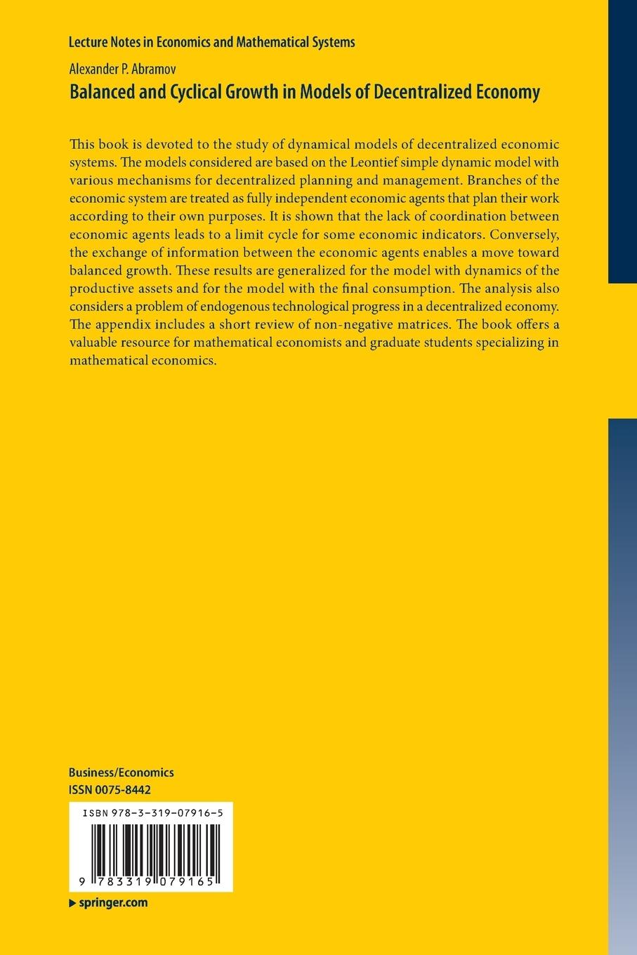 Rückseitencover Balanced and Cyclical Growth in Models of Decentralized Economy